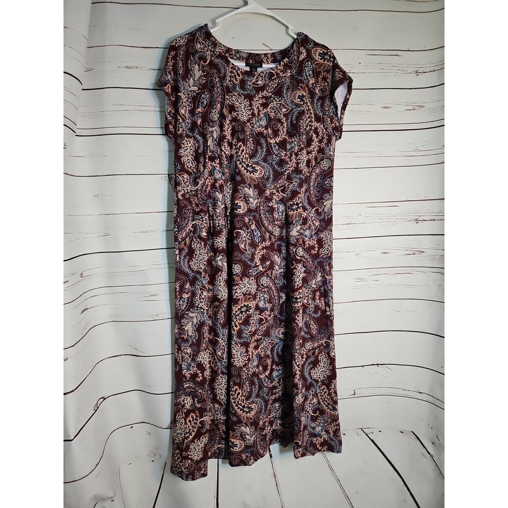 J. Jill We Pleated - Waist Paisley DRESS‎ PM